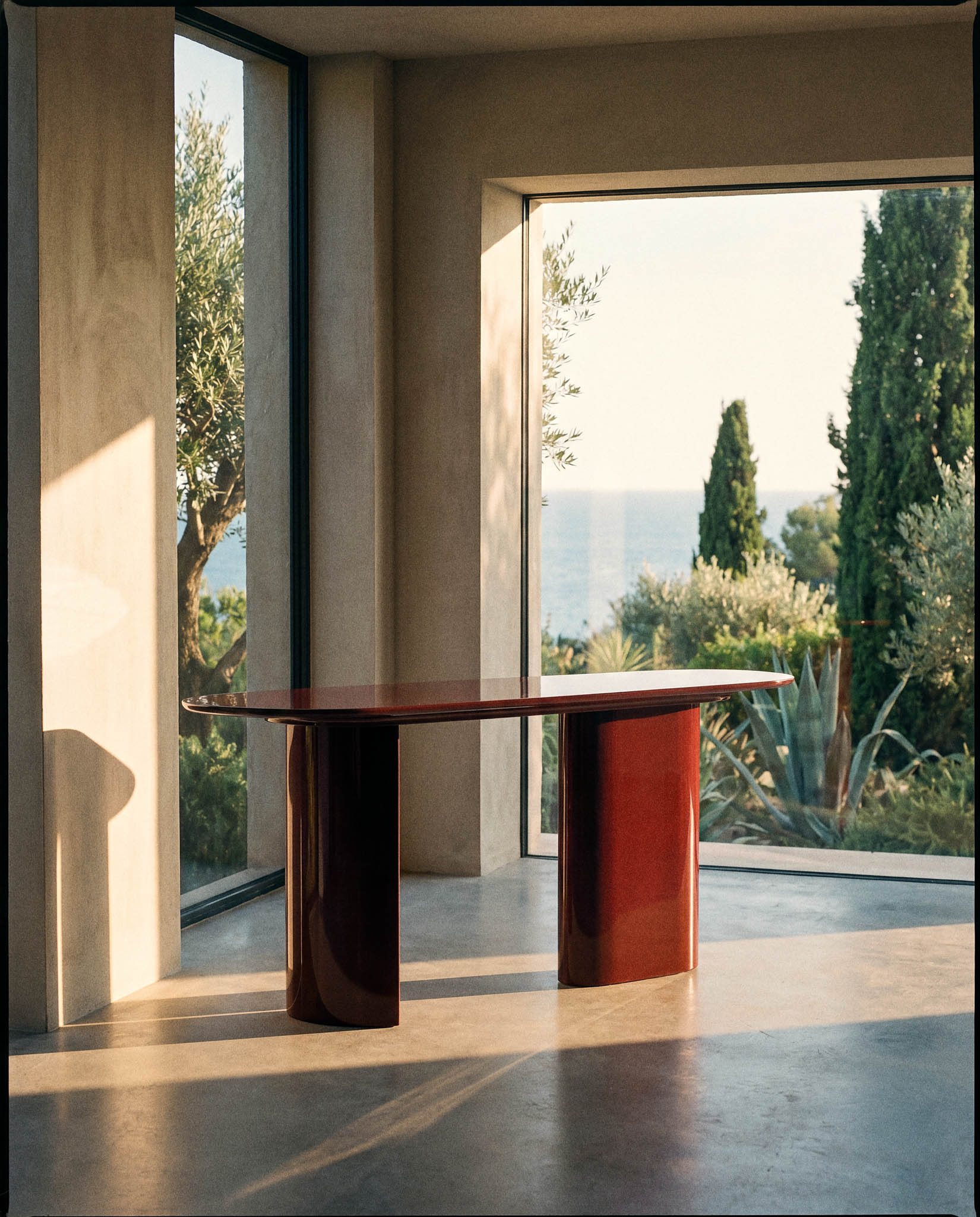 1-Tangent Console glossy oxblood by DK3 at Savannah Bay Gallery