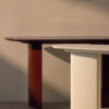 6-Tangent Console glossy oxblood and glossy off-white by DK3 at Savannah Bay Gallery