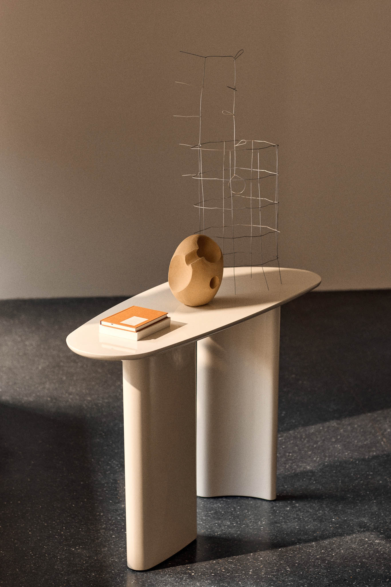 8-Tangent Console glossy off-white by DK3 at Savannah Bay Gallery